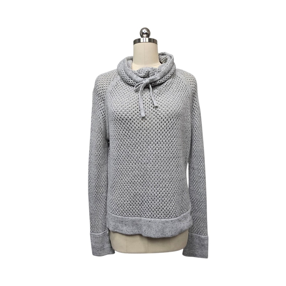 prAna Womens Grey‎ Organic Cotton Open Knit Cowl Neck Sweater Size Large